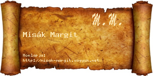 Misák Margit névjegykártya